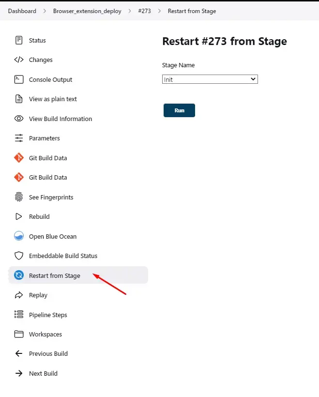 restart from stage