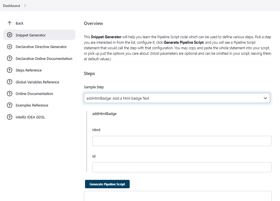 jenkins snippet generator